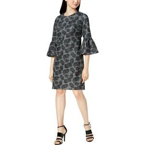 Calvin Klein Womens Gray Ponte Bell Sleeve Dress